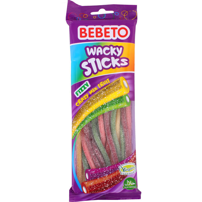 Bebeto Wacky Sticks Fizzy Crazy Mix Fruit
