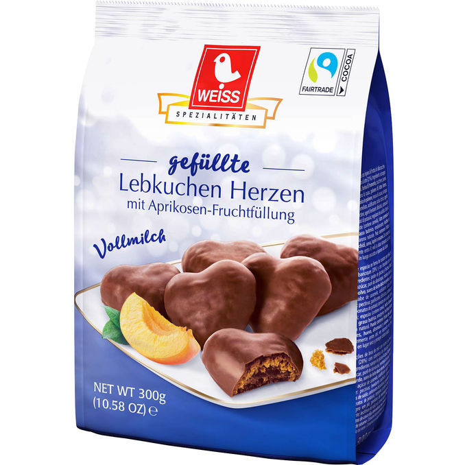Weiss Gefüllte Lebkuchen Herzen Vollmilch