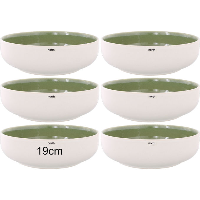 Studio Round North Skål Vit & Shiny Moss 6-pack 19cm