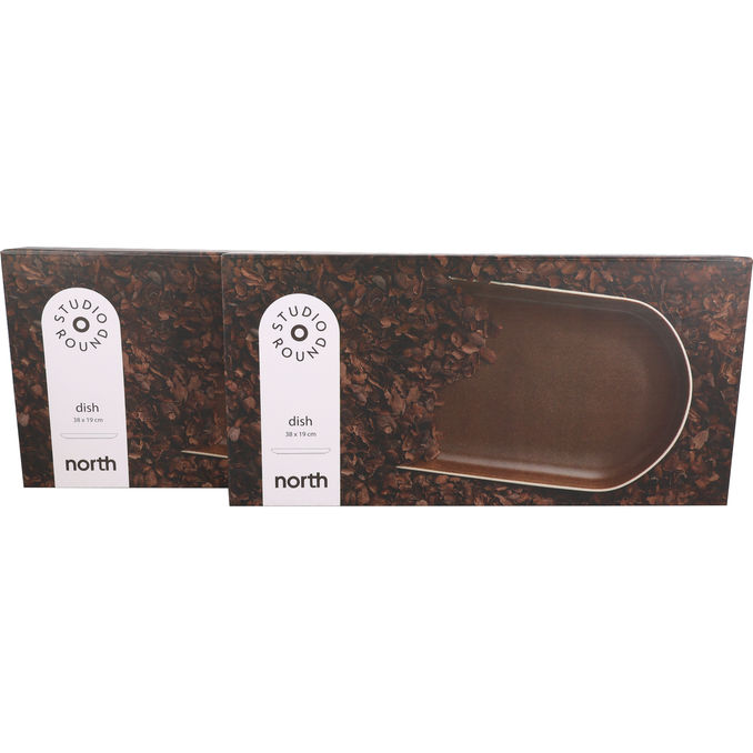 Studio Round North Serveringsfat Vit & Bark 2-pack