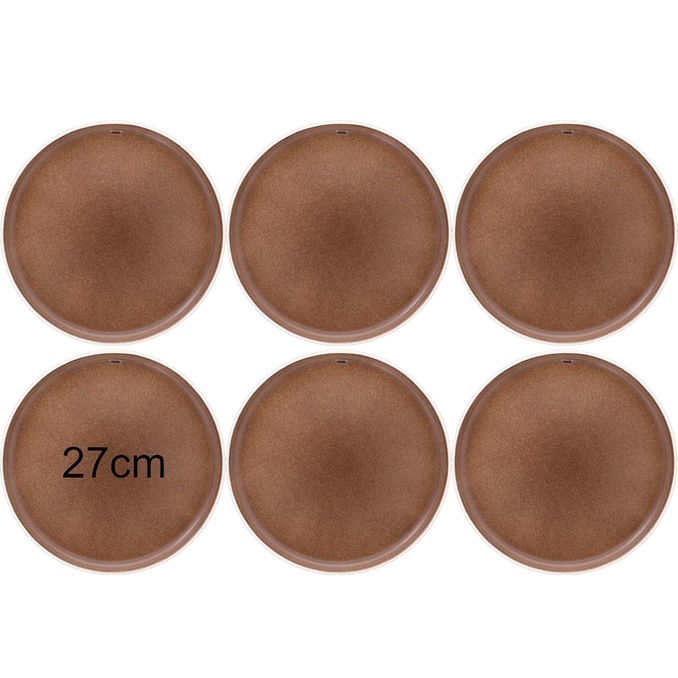 Studio Round North Tallrik Vit & Matte Bark 6-pack 27cm
