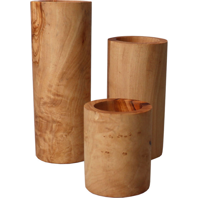 Chahed Trade Teelichthalter aus Olivenholz, 3er Set