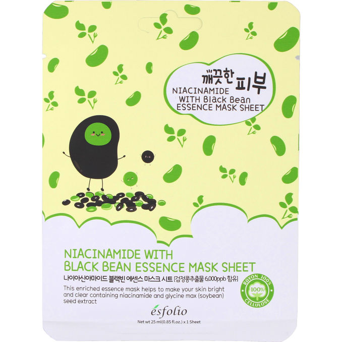 3 x Ansiktsmask Niacinamide Black Bean Essence Esfolio | 3 x 25 ml