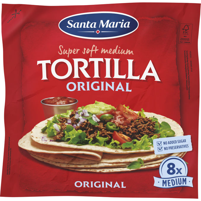 Santa Maria Tortillaleivät Tex Mex Tortilla Original Medium 8-pack