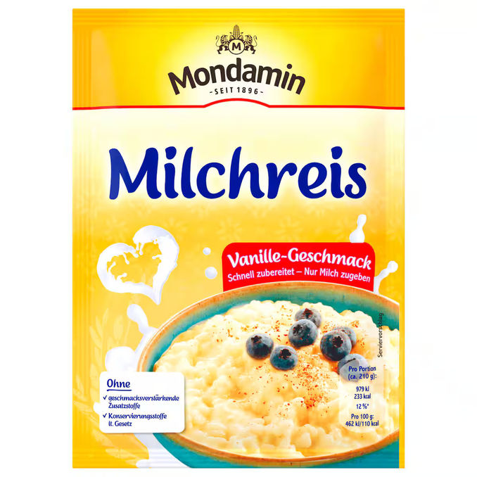Mondamin Milchreis Vanille Geschmack