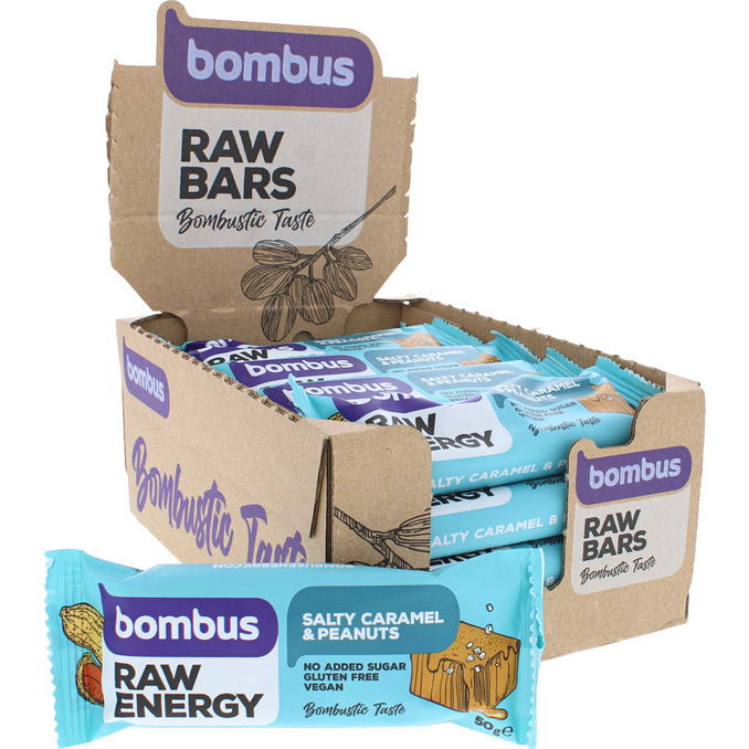 Bombus Raw Energy Välipalapatukat Suolakaramelli & Maapähkinä 20-pack