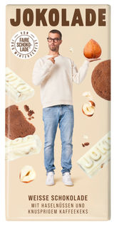 JOKOLADE Weiße Schokolade mit Kaffeekeksen, Haselnüssen & Baiser