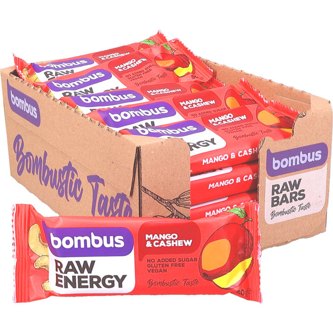 Bombus Raw Energy Raw Bars Mango & Cashew 20-pak