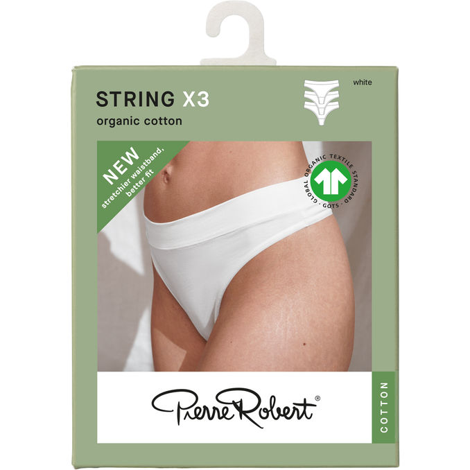 Pierre Robert String-trusser Bomuld Hvid XXL 3-pak