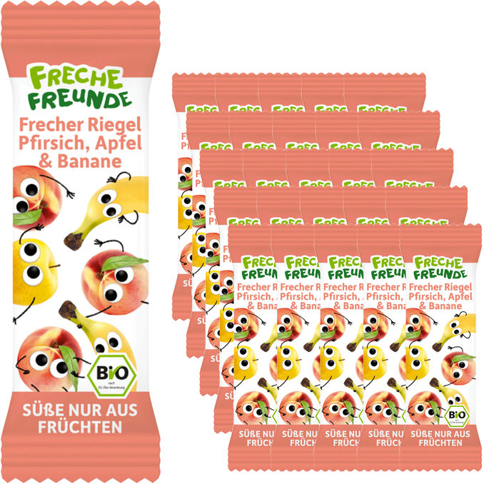 Freche Freunde BIO Frecher Riegel Pfirsich, Apfel & Banane