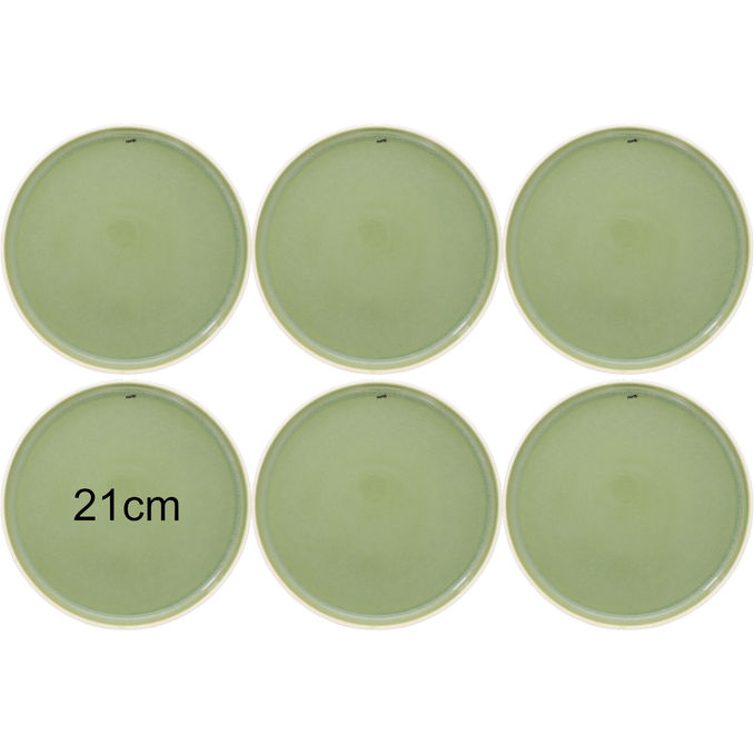 Studio Round North Tallrik Vit & Shiny Moss 6-pack 21cm