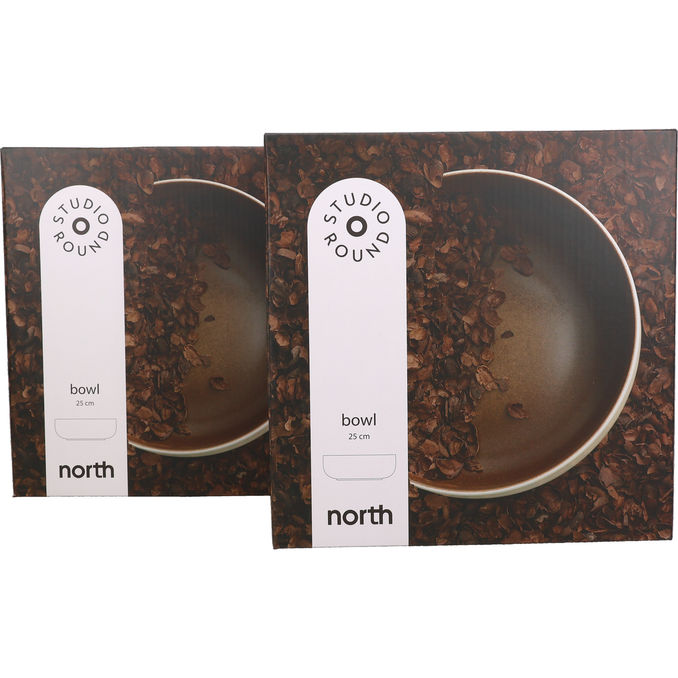 Studio Round North Salladsskål Vit & Bark 2-pack