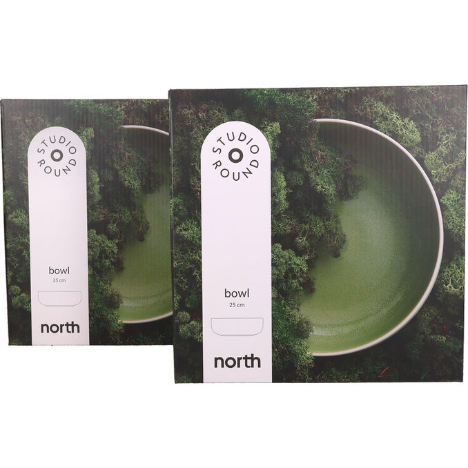 Studio Round North Salladsskål Vit & Shiny Moss 2-pack