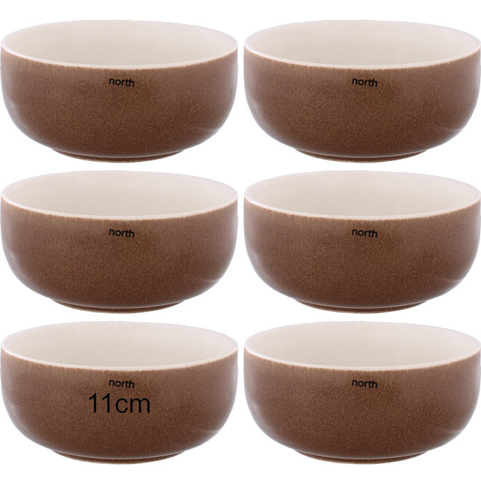 Studio Round North Skål Vit & Bark 6-pack 11cm
