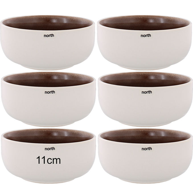 Studio Round North Skål Vit & Bark 6-pack 11cm