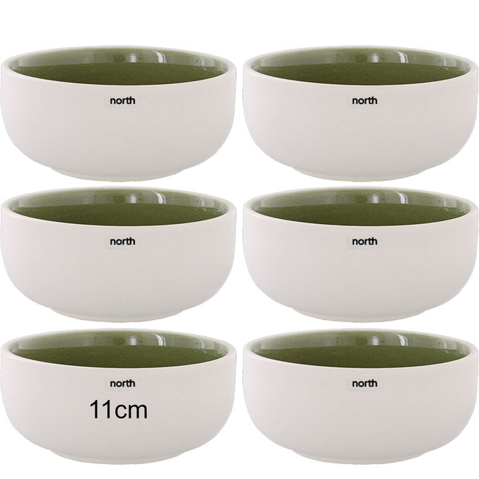 Studio Round North Skål Vit & Moss 6-pack 11cm