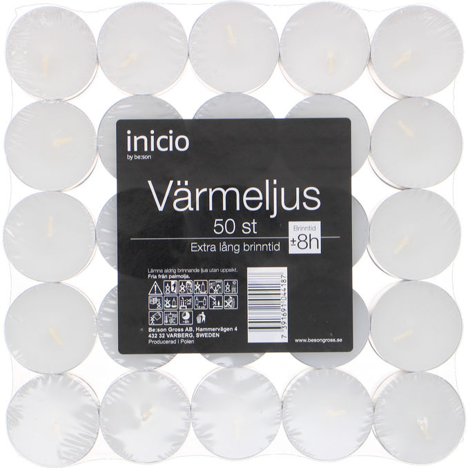 inicio Stearinlys 8 timer+ 50-pak