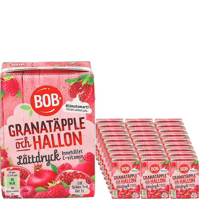 BOB Lättdryck Hallon & Granatäpple 27-pack