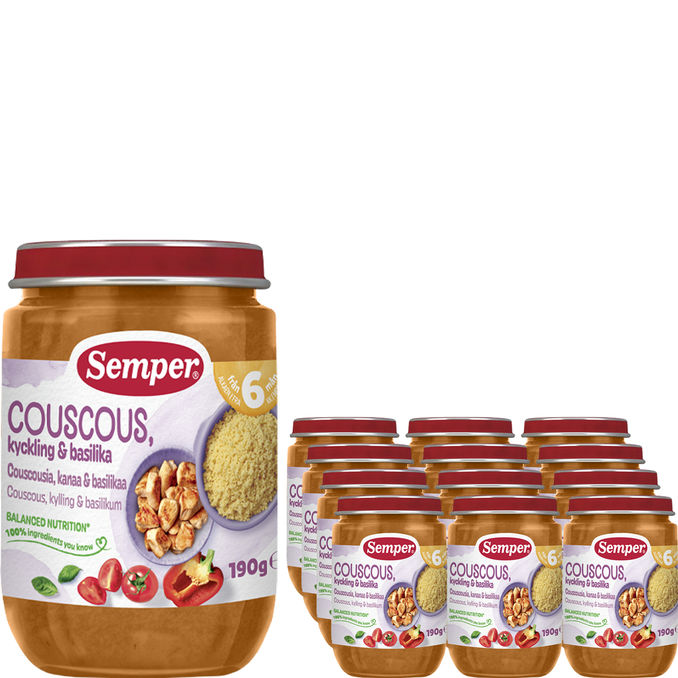 Semper Barnmat Couscous, Kyckling & Basilika 12-pack