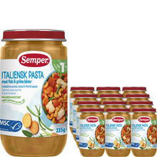 Semper Babymad Italiensk Pasta med Fisk og Grønne Bønner 12-pak