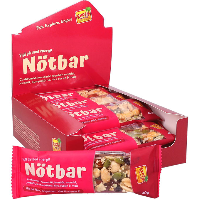 Exotic Snacks Nötbar Cashew, Hasselnöt & Tranbär