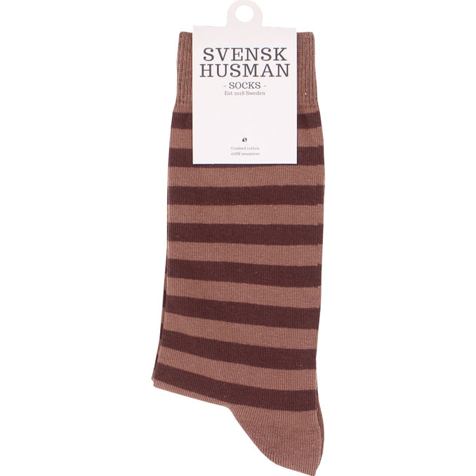 Svensk husman Strømper Brun Stribet 41-46