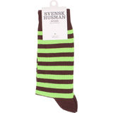Svensk husman Strømper Stribede Grøn/Brun 36-40