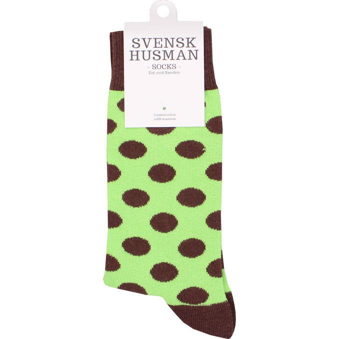 Svensk husman Strømper Grøn Brun Prikker 36-40