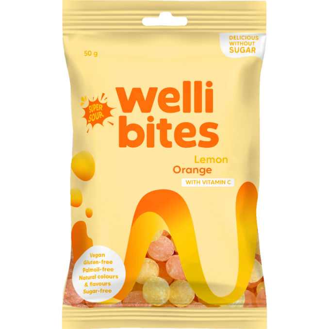 Wellibites Sockerfritt Godis Lemon & Orange