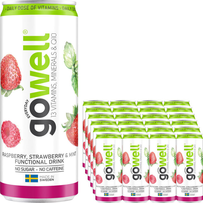 Gowell Funktionsdryck Hallon, Jordgubb & Mynta 24-pack