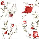 Moomin Glasunderlägg Mumin Teaparty Blommor 4-pack