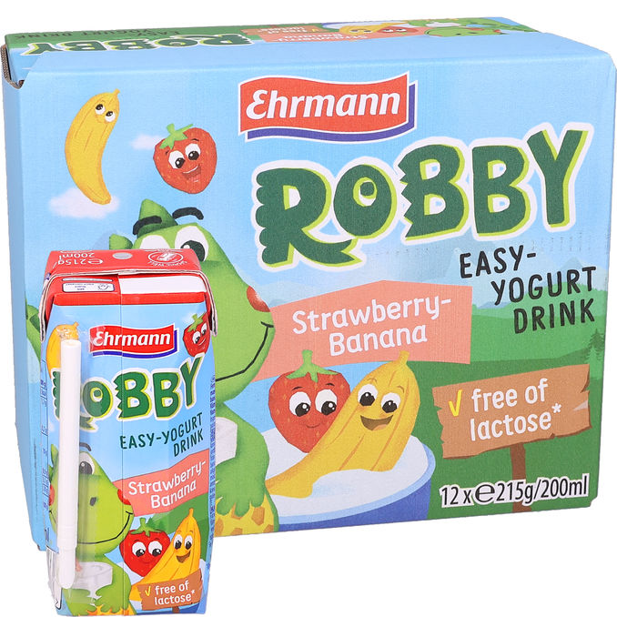 Ehrmann Jogurttijuoma Robby Easy Mansikka & Banaani 12-pack