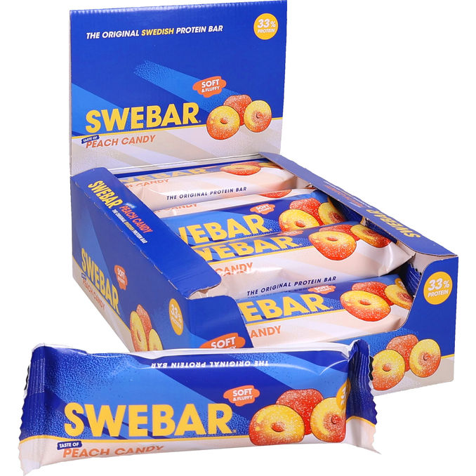 Swebar Proteinbarer Peach Candy 15-pak
