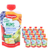 Bedst før: 05.09.2026 Semper Frugt & Veggie Mums Blåbær & Pære 12-pak