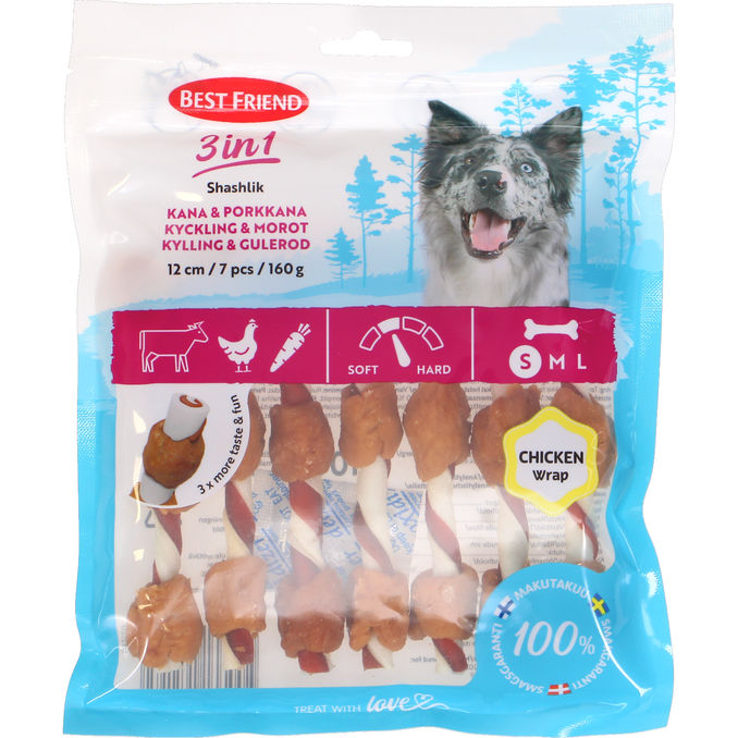 Best Friend 3-i-1 Shashlik Chicken & Carrot Hundesnacks