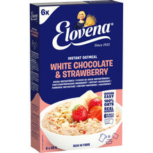 Elovena instant havregrød med hvid chokolade og jordbær