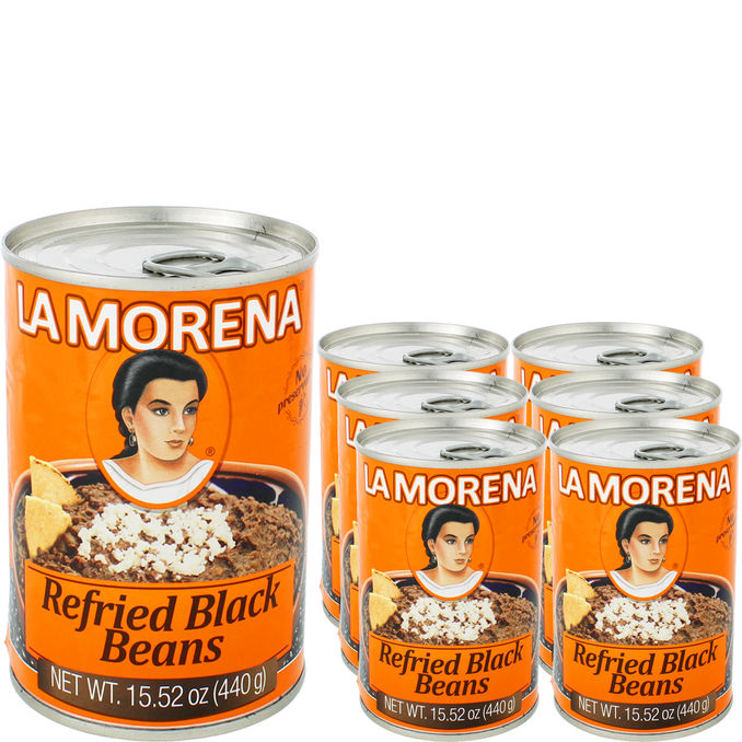 La Morena Refried Black Beans 6-pak