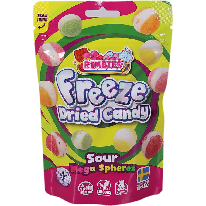 Rimbies Sour Spheres Frysetørret Slik 50 g