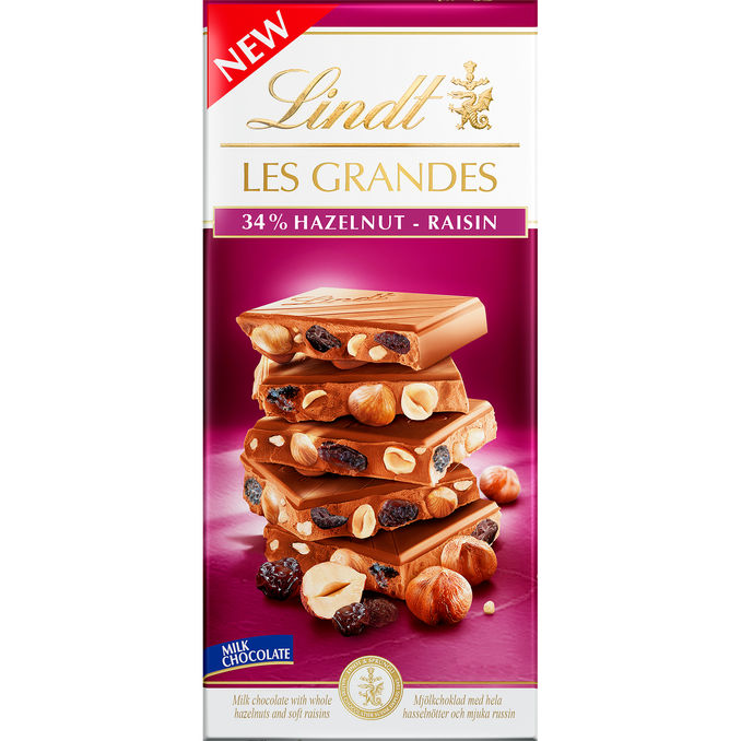 Lindt Maitosuklaa Les Grandes Raisin Hazelnut