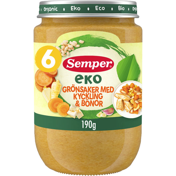 Semper Puré Grönsaker, Kyckling & Bönor